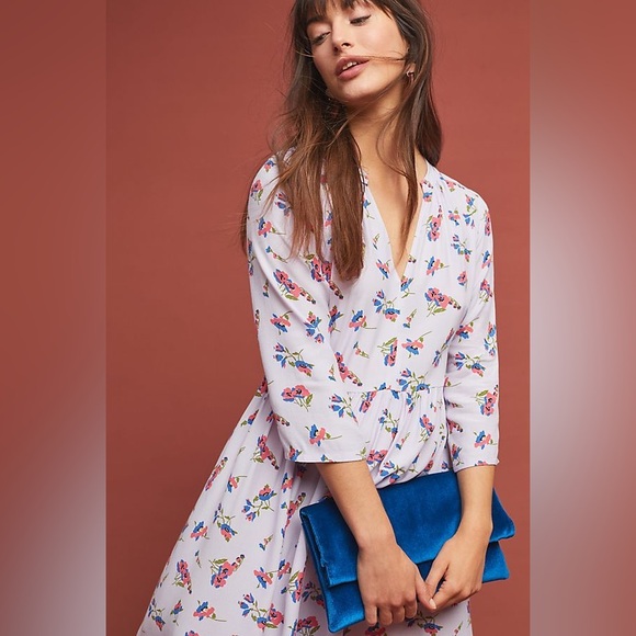 Maeve Dresses & Skirts - Anthropologie Maeve Juno Lilac Poppies Floral Spring Summer Tunic Dress XS